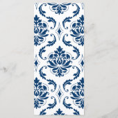 Blue Damask Monogram Wedelmenu Cards Menükarte (Rückseite)