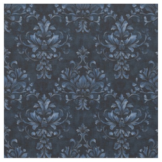 Blue Damask on Dark Blue Stoff (Nahaufnahme)