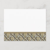 Blue Damask on Grey Wedding Einladung (Rückseite)