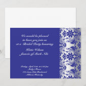 Blue damask pattern bridal shower invitation einladung (Vorne/Hinten)