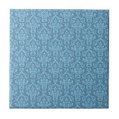 Blue Damask Pattern Fliese (Vorderseite)