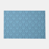 Blue Damask Pattern Fußmatte (Vorderseite)