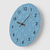 Blue Damask Pattern Große Wanduhr (Winkel)