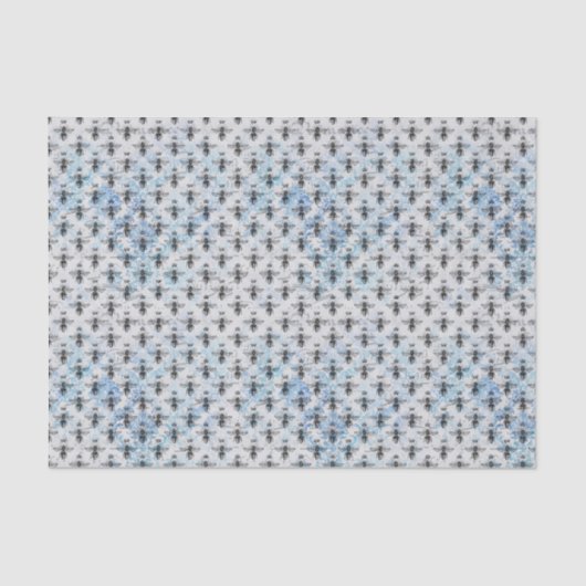 Blue Damask Queen Bee Seidenpapier (Vorderseite)