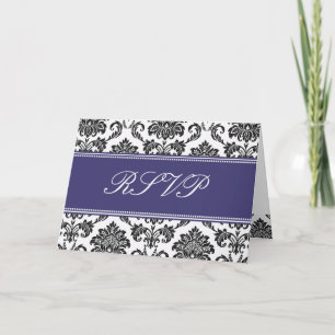 Blue Damask RSVP-Karte Einladung