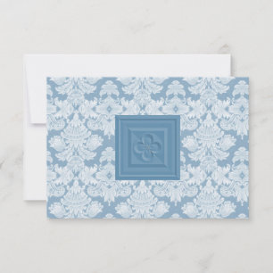 Blue Damask RSVP-Karte mit Kreuz oder Quatrefolie RSVP Karte