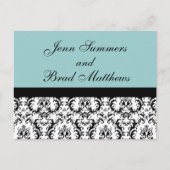 Blue Damask Save the Date Postkarte (Vorderseite)