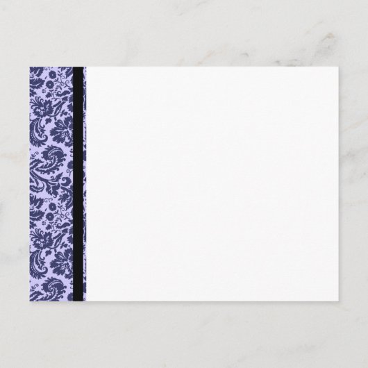 Blue Damask Save the Date Postkarte (Rückseite)