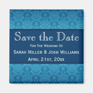 Blue Damask Speichern des Datumsfensters Magnet