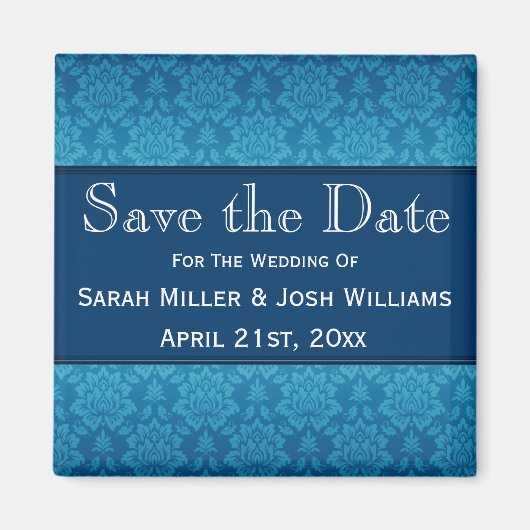Blue Damask Speichern des Datumsfensters Magnet (Vorne)