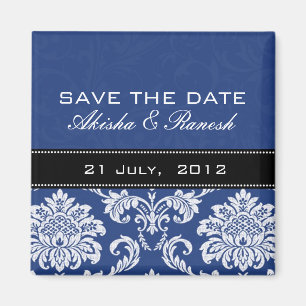 Blue Damask Speichern des Datumsfensters Magnet
