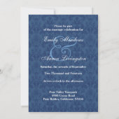 Blue Damask Square Hochzeit A450 Einladung (Rückseite)