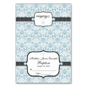 Blue Damask Taufe Christening Confirmation Tischnummer (Vorderseite)
