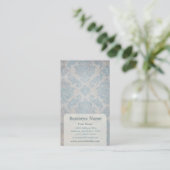 Blue Damask Termin Business Card (Stehend Vorderseite)