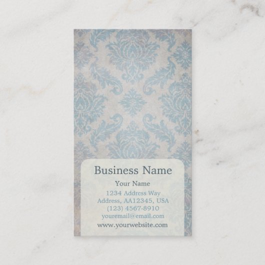 Blue Damask Termin Business Card (Vorderseite)