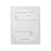 Blue Damask Theme Order Form und Anrufbemerkungs-E Notizblock (Rotiert)