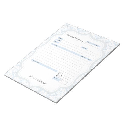 Blue Damask Theme Order Form und Anrufbemerkungs-E Notizblock (angewinkelt)