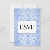 Blue Damask UAWG mit Menüauswahl RSVP Karte (Rückseite)