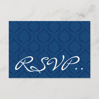 Blue Damask UAWG Wedding Response Card Small RSVP Karte