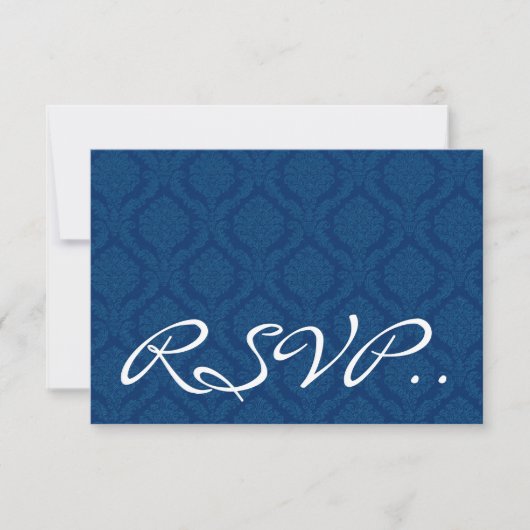 Blue Damask UAWG Wedding Response Card Small RSVP Karte (Vorderseite)