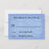Blue Damask UAWG Wedding Response Card Small RSVP Karte (Rückseite)