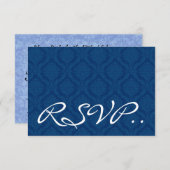 Blue Damask UAWG Wedding Response Card Small RSVP Karte (Vorne/Hinten)