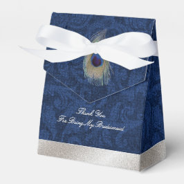 Blue Damask und Peacock Feather Wedding Geschenkbo Geschenkschachtel