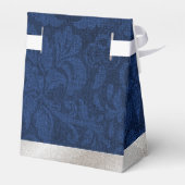 Blue Damask und Peacock Feather Wedding Geschenkbo Geschenkschachtel (Rückseite)