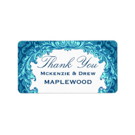 Blue Damask Vielen Dank, Aufkleber B451 Adressaufkleber