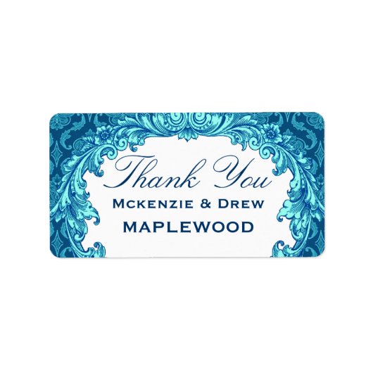 Blue Damask Vielen Dank, Aufkleber B451 Adressaufkleber (Vorne)