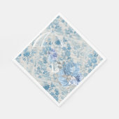 Blue Damask Viktorianisch Umbrella Ephemera Floral Serviette (Ecke)