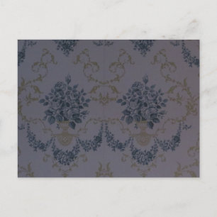 Blue Damask Vintage Wallpaper Postkarte