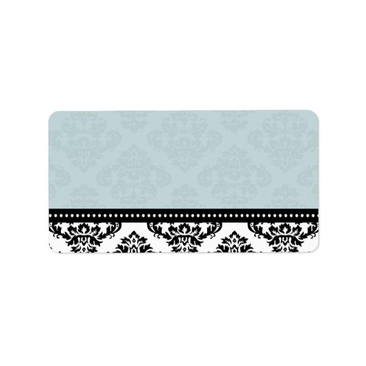 Blue Damask Wedding Address Labels Adressaufkleber (Vorne)
