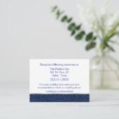 Blue Damask Wedding Card Begleitkarte (Stehend Vorderseite)