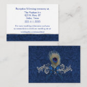 Blue Damask Wedding Card Begleitkarte (Vorne/Hinten)