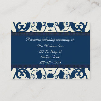 Blue Damask Wedding Cards Begleitkarte