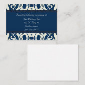 Blue Damask Wedding Cards Begleitkarte (Vorne/Hinten)