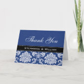 Blue Damask Wedding Danke Cards (Vorderseite)