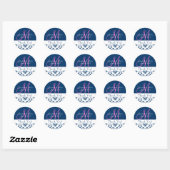 Blue Damask Wedding Danke Sticker (Blatt)