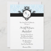 Blue Damask Wedding Einladung (Rückseite)