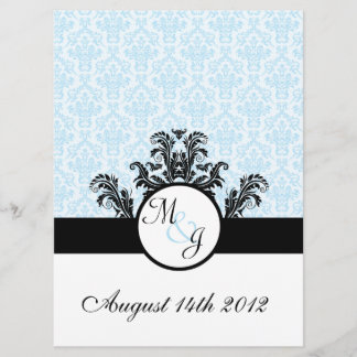 Blue Damask Wedding Einladung