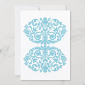 Blue Damask Wedding Einladung (Rückseite)