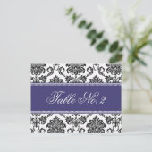 Blue Damask Wedding Tischnummer (Stehend Vorderseite)