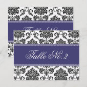 Blue Damask Wedding Tischnummer (Vorne/Hinten)
