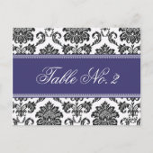 Blue Damask Wedding Tischnummer (Rückseite)