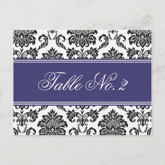 Blue Damask Wedding Tischnummer (Vorderseite)