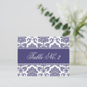 Blue Damask Wedding Tischnummer (Stehend Vorderseite)
