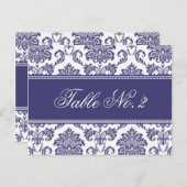 Blue Damask Wedding Tischnummer (Vorne/Hinten)
