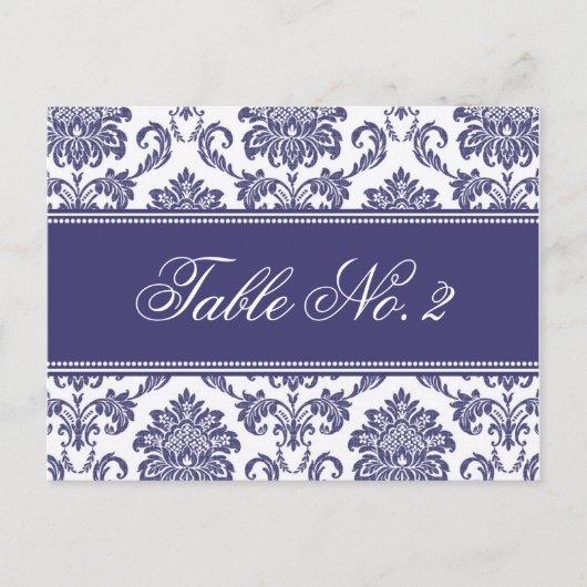 Blue Damask Wedding Tischnummer (Vorderseite)