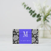 Blue Damask Wedding Website Business Card Begleitkarte (Stehend Vorderseite)